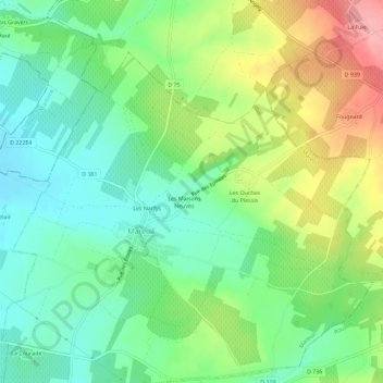 Mappa topografica La Coulée, altitudine, rilievo