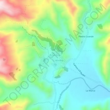 Mappa topografica Azurduy, altitudine, rilievo