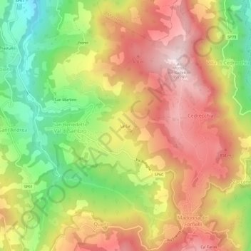 Mappa topografica La Ca', altitudine, rilievo