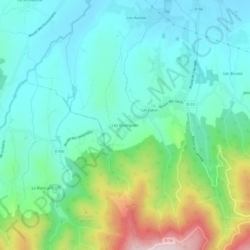 Mappa topografica Les Bousquets, altitudine, rilievo