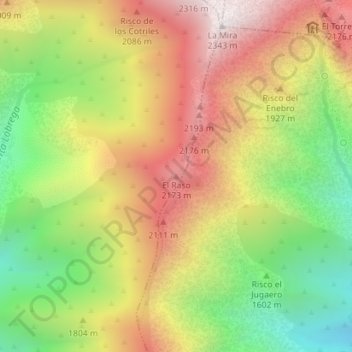 Mappa topografica El Raso, altitudine, rilievo