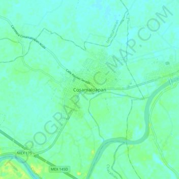 Mappa topografica Cosamaloapan, altitudine, rilievo