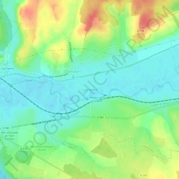 Mappa topografica Le Chêne, altitudine, rilievo