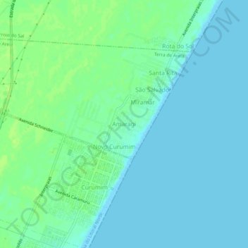 Mappa topografica Amaragi, altitudine, rilievo