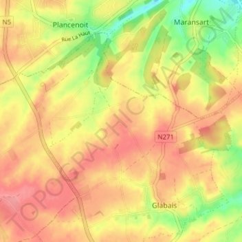 Mappa topografica Les Flamandes, altitudine, rilievo