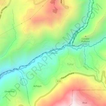 Mappa topografica Pistishi, altitudine, rilievo