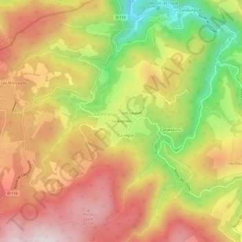 Mappa topografica La Ragnée, altitudine, rilievo