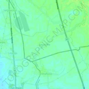 Mappa topografica San Isidro, altitudine, rilievo