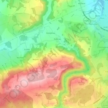 Mappa topografica Ristle, altitudine, rilievo