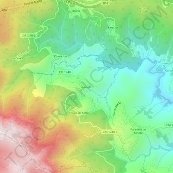 Mappa topografica Soutelo, altitudine, rilievo
