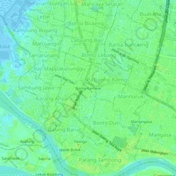 Mappa topografica Bonto Kamase, altitudine, rilievo