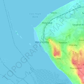 Mappa topografica West Kirby, altitudine, rilievo
