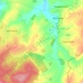 Mappa topografica Pinsamont, altitudine, rilievo