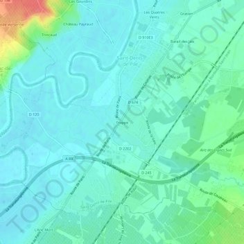 Mappa topografica Frappe, altitudine, rilievo
