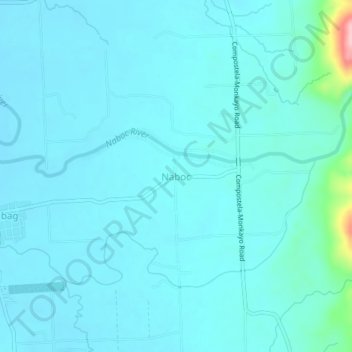 Mappa topografica Naboc, altitudine, rilievo