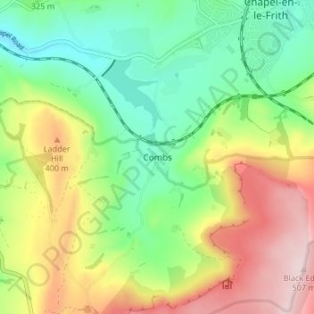 Mappa topografica Combs, altitudine, rilievo