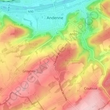 Mappa topografica Peu d'Eau, altitudine, rilievo