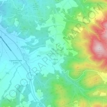 Mappa topografica Pievescola, altitudine, rilievo