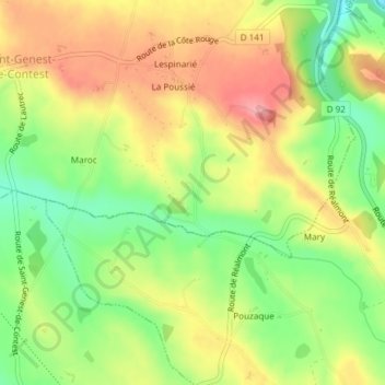 Mappa topografica Perramond, altitudine, rilievo