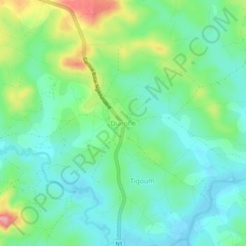 Mappa topografica Diarofio, altitudine, rilievo