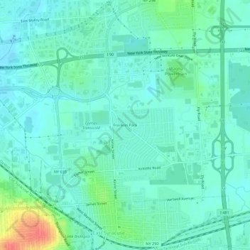 Mappa topografica Franklin Park, altitudine, rilievo