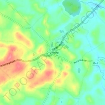 Mappa topografica Dromore, altitudine, rilievo