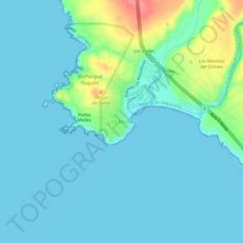 Mappa topografica Los Molles, altitudine, rilievo