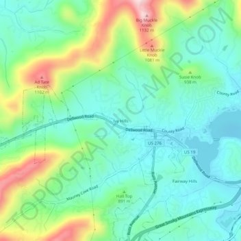 Mappa topografica Ivy Hills, altitudine, rilievo
