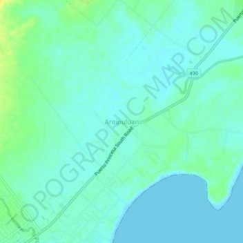 Mappa topografica Antipuluan, altitudine, rilievo
