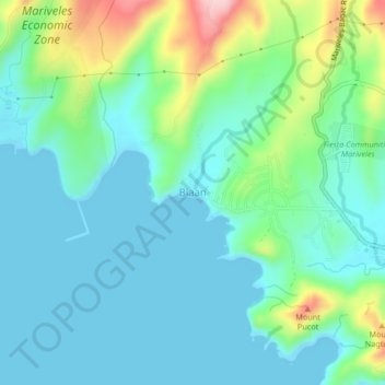 Mappa topografica Biaan, altitudine, rilievo