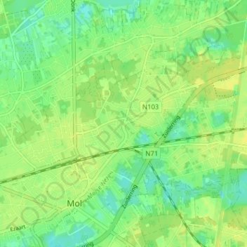 Mappa topografica Ginderbuiten, altitudine, rilievo