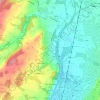 Mappa topografica Vorberg, altitudine, rilievo