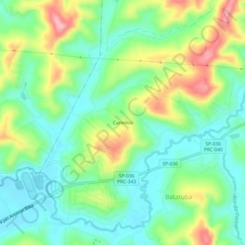 Mappa topografica Canedos, altitudine, rilievo