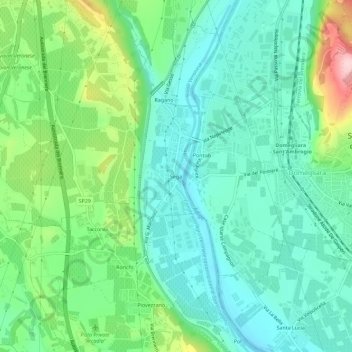 Mappa topografica Sega, altitudine, rilievo
