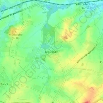 Mappa topografica Moulbaix, altitudine, rilievo