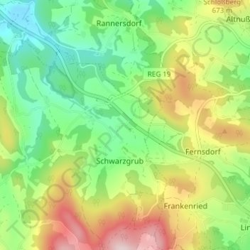 Mappa topografica Taging, altitudine, rilievo