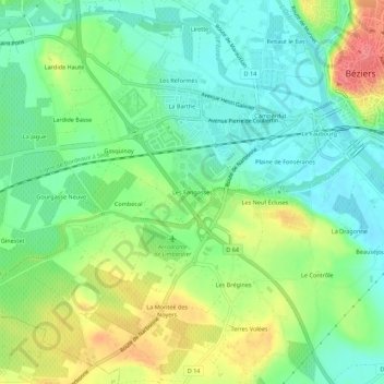 Mappa topografica Les Fangasses, altitudine, rilievo