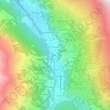 Mappa topografica La Tour VS, altitudine, rilievo