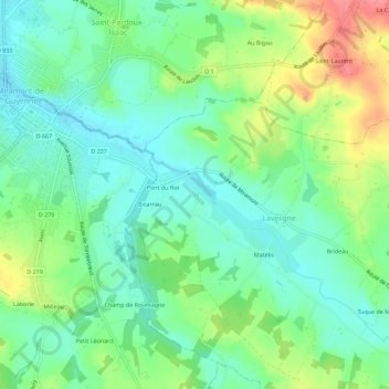 Mappa topografica Joncadis, altitudine, rilievo