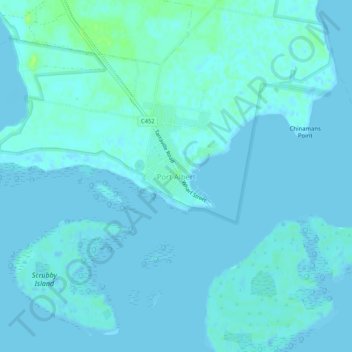 Mappa topografica Port Albert, altitudine, rilievo