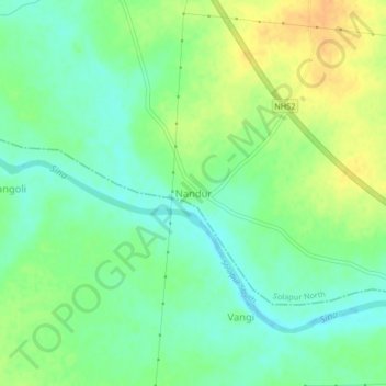 Mappa topografica Nandur, altitudine, rilievo