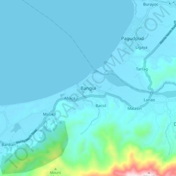 Mappa topografica Bangui, altitudine, rilievo