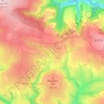 Mappa topografica Gupworthy, altitudine, rilievo