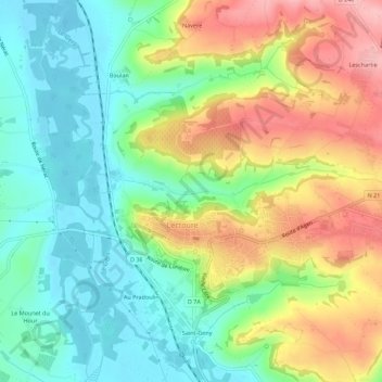 Mappa topografica Les Ruisseaux, altitudine, rilievo