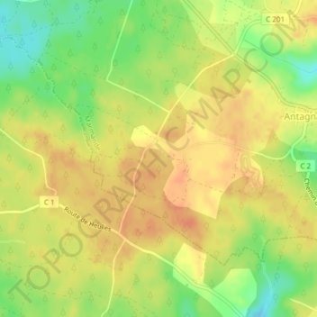 Mappa topografica Message, altitudine, rilievo