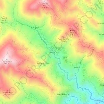 Mappa topografica Grotta, altitudine, rilievo