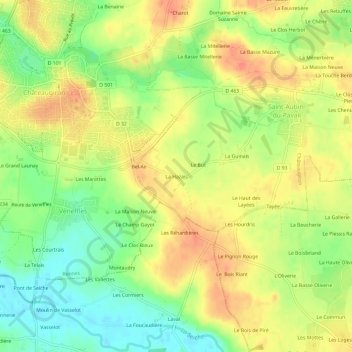 Mappa topografica La Hazais, altitudine, rilievo