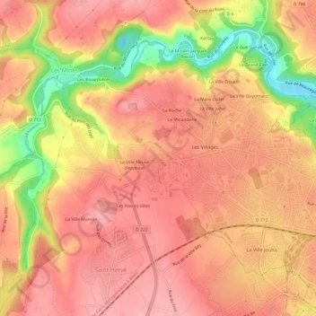 Mappa topografica Bien-Assis, altitudine, rilievo