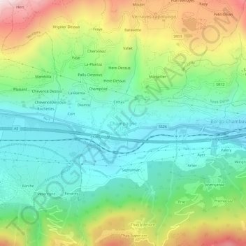 Mappa topografica Champagne, altitudine, rilievo