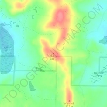 Mappa topografica Baldy, altitudine, rilievo